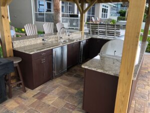 outdoor kitchen with granite countertops
