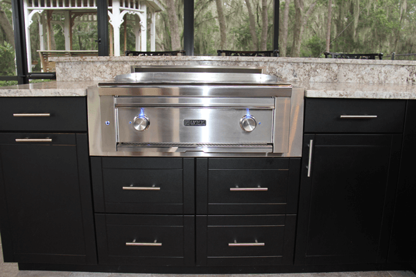 Werever outdoor grill cabinets have options including drawers or doors.