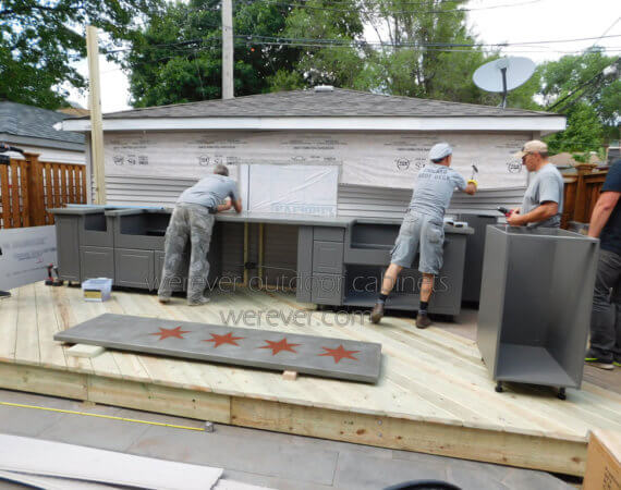 Charcoal outdoor kitchen cabinets