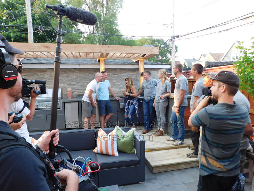 Behind the scenes Kitchen Crashers TV show with Werever Outdoor Cabinets