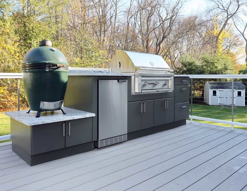 Big Green Egg and outdoor kitchen cabinets