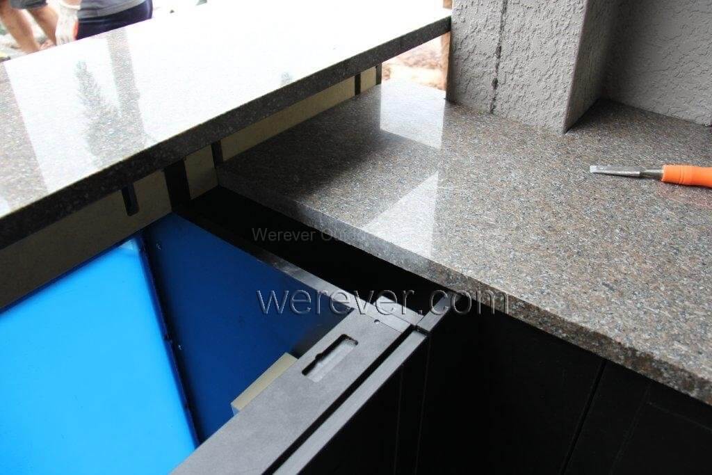 granite installed on outdoor cabinets