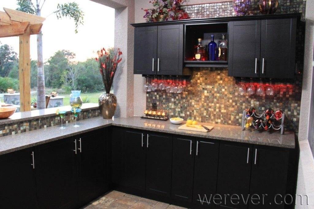 Dream outdoor kitchen with custom outdoor cabinets